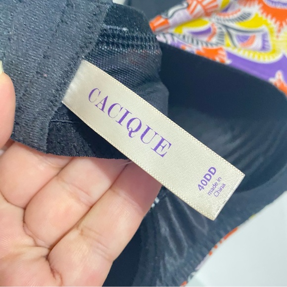 CACIQUE Colorful Paisley Floral Adjustable Strap Balconette Bra 40DD - Picture 5 of 8